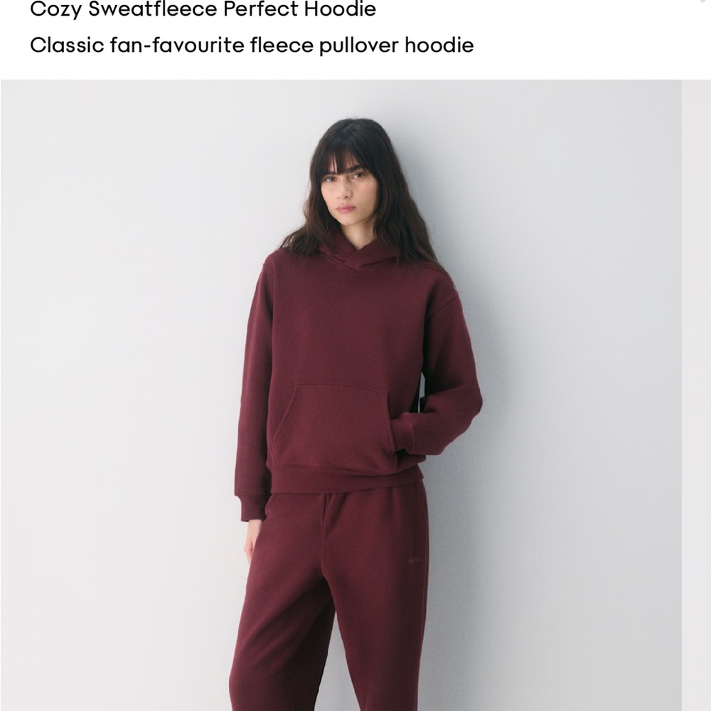 Aritzia Perfect Hoodie Swearfleece L plum maroon - Picture 2 of 6
